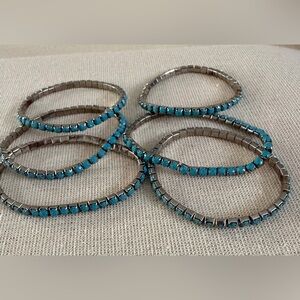 Elegant Silver and Blue Bracelet Set
